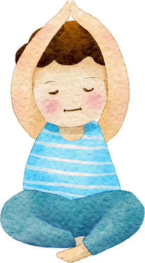 Children Meditating Watercolor PNG